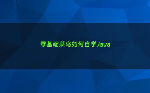 零基础菜鸟如何自学Java