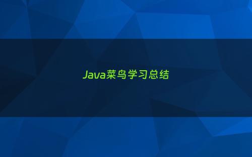 Java菜鸟学习总结
