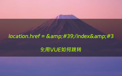 location.href = &#39;/index&#39;用VUE如何跳转