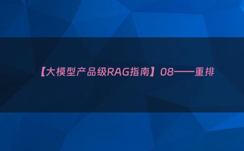 【大模型产品级RAG指南】08——重排