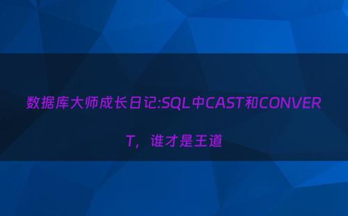 数据库大师成长日记:SQL中CAST和CONVERT，谁才是王道