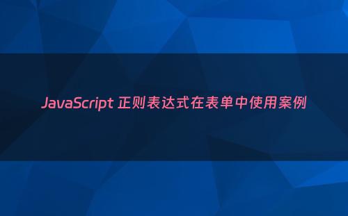 JavaScript 正则表达式在表单中使用案例