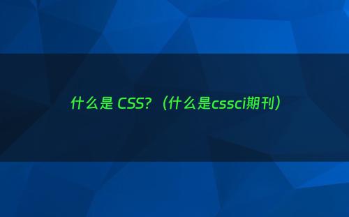 什么是 CSS?（什么是cssci期刊）