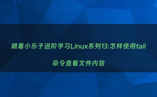 跟着小乐子进阶学习Linux系列13:怎样使用tail命令查看文件内容