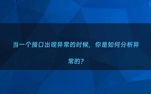 当一个接口出现异常的时候，你是如何分析异常的?
