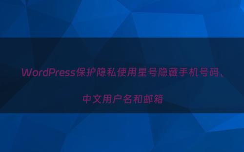 WordPress保护隐私使用星号隐藏手机号码、中文用户名和邮箱