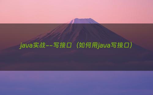 java实战--写接口（如何用java写接口）