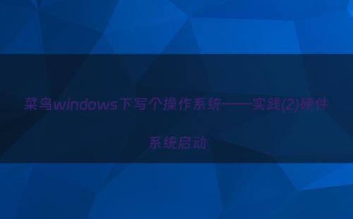 菜鸟windows下写个操作系统——实践(2)硬件系统启动