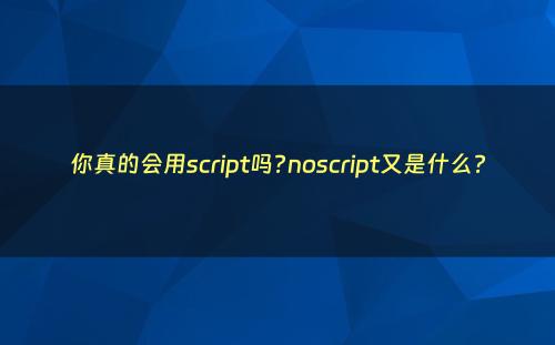 你真的会用script吗?noscript又是什么?