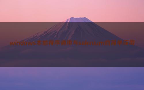 windows本地程序调用与selenium的简单应用