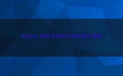 Docker 动态添加端口映射解决思路