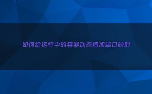 如何给运行中的容器动态增加端口映射