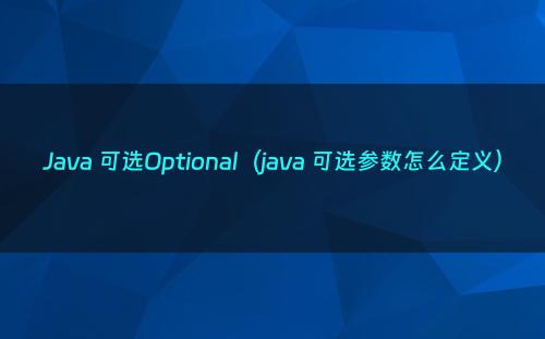 Java 可选Optional（java 可选参数怎么定义）