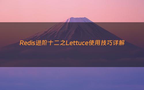 Redis进阶十二之Lettuce使用技巧详解