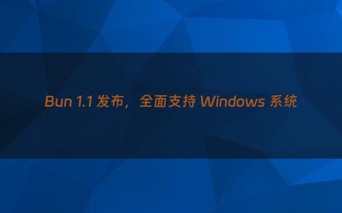 Bun 1.1 发布，全面支持 Windows 系统
