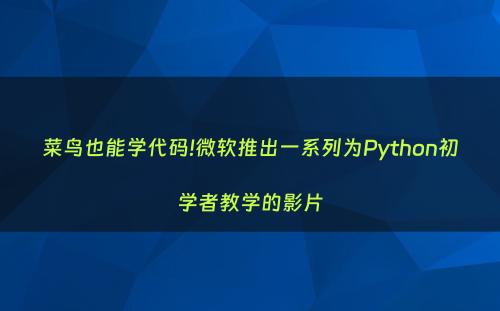 菜鸟也能学代码!微软推出一系列为Python初学者教学的影片