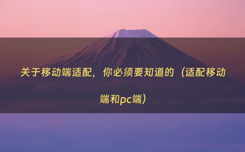 关于移动端适配，你必须要知道的（适配移动端和pc端）