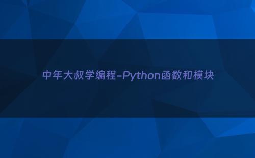 中年大叔学编程-Python函数和模块