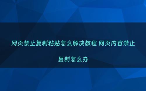 网页禁止复制粘贴怎么解决教程 网页内容禁止复制怎么办