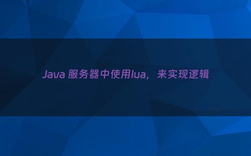 Java 服务器中使用lua，来实现逻辑