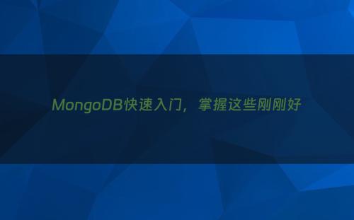 MongoDB快速入门，掌握这些刚刚好