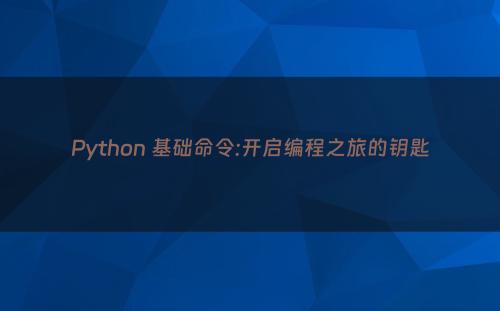 Python 基础命令:开启编程之旅的钥匙