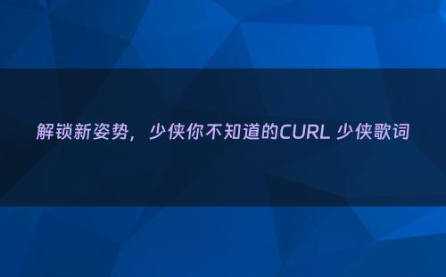解锁新姿势，少侠你不知道的CURL 少侠歌词