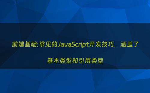 前端基础:常见的JavaScript开发技巧，涵盖了基本类型和引用类型