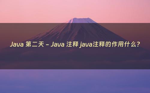 Java 第二天 - Java 注释 java注释的作用什么?