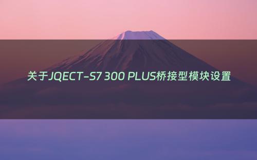 关于JQECT-S7 300 PLUS桥接型模块设置