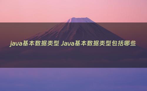 java基本数据类型 Java基本数据类型包括哪些