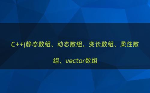 C++|静态数组、动态数组、变长数组、柔性数组、vector数组