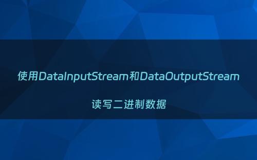 使用DataInputStream和DataOutputStream读写二进制数据