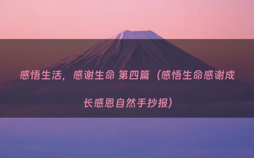 感悟生活，感谢生命 第四篇（感悟生命感谢成长感恩自然手抄报）