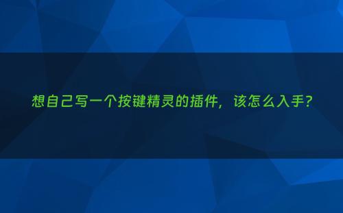 想自己写一个按键精灵的插件，该怎么入手?