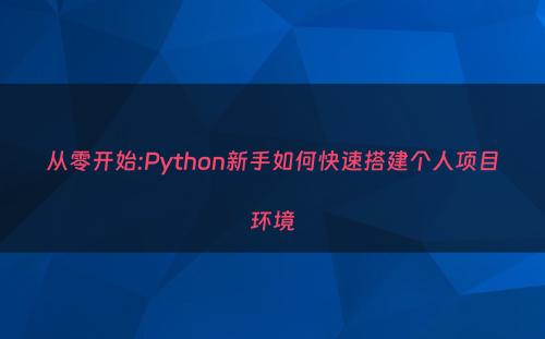 从零开始:Python新手如何快速搭建个人项目环境