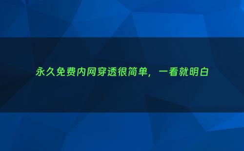 永久免费内网穿透很简单，一看就明白