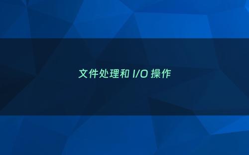 文件处理和 I/O 操作