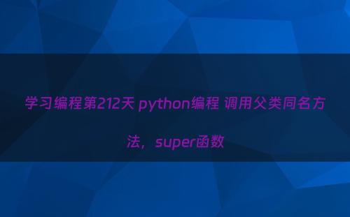 学习编程第212天 python编程 调用父类同名方法，super函数