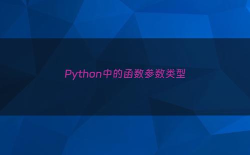 Python中的函数参数类型