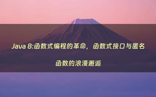 Java 8:函数式编程的革命，函数式接口与匿名函数的浪漫邂逅