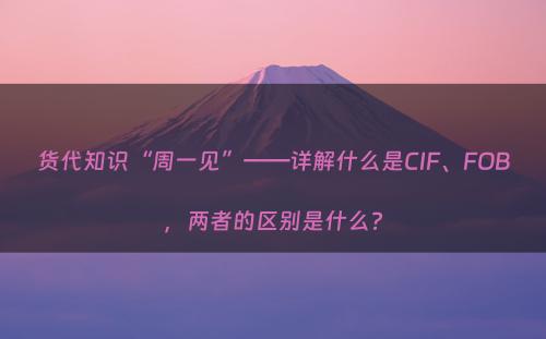 货代知识“周一见”——详解什么是CIF、FOB，两者的区别是什么?
