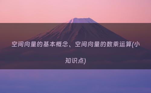 空间向量的基本概念、空间向量的数乘运算(小知识点)