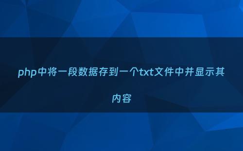 php中将一段数据存到一个txt文件中并显示其内容