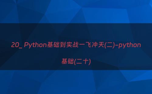 20_ Python基础到实战一飞冲天(二)-python基础(二十)