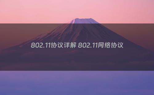 802.11协议详解 802.11网络协议