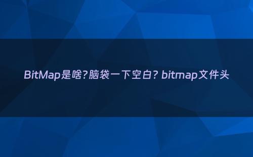 BitMap是啥?脑袋一下空白? bitmap文件头