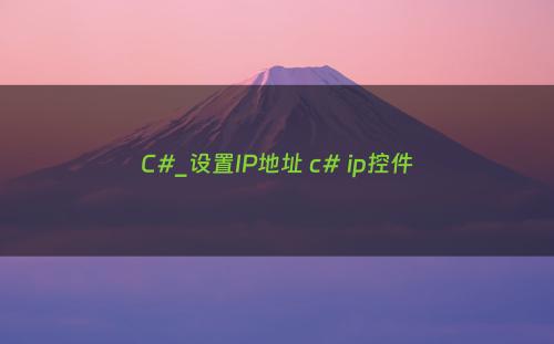 C#_设置IP地址 c# ip控件