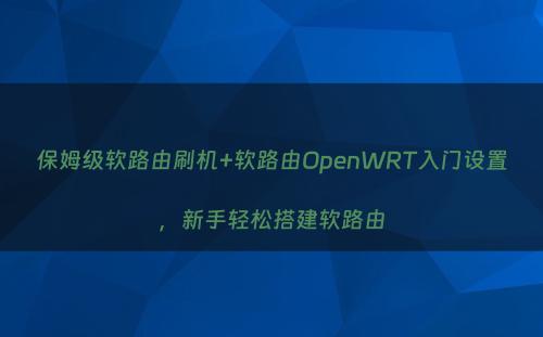 保姆级软路由刷机+软路由OpenWRT入门设置，新手轻松搭建软路由