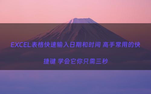 EXCEL表格快速输入日期和时间 高手常用的快捷键 学会它你只需三秒